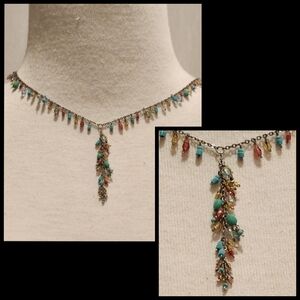 Beaded Stone Drop Vintage Choker